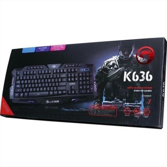 MARVO K636 GAMING KEYBOARD ΜΕ BACKLIGHT χρώμα ΜΑΥΡΟ