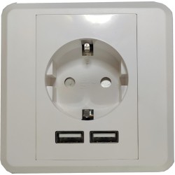 NG ΠΡΙΖΑ ΤΟΙΧΟΥ ME 2 USB PORTS 2.4A ΛΕΥΚΟ