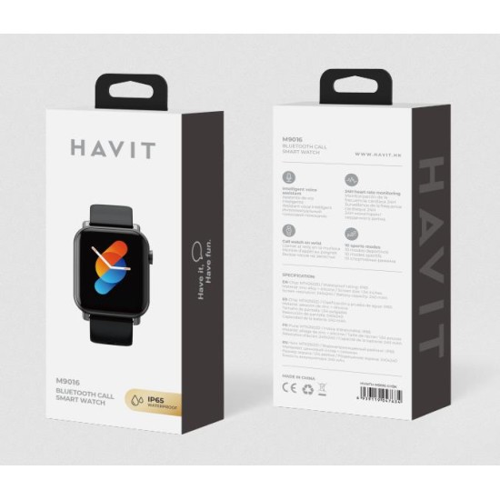 HAVIT SMART WATCH M9016 ΑΣΗΜΙ ΜΕ ΓΑΛΑΖΙΟ ΛΟΥΡΑΚΙ CALL FUNCTION