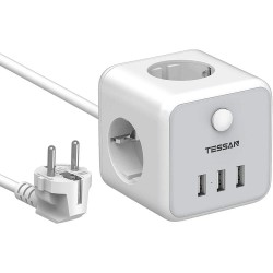 TESSAN TS301 ΠΟΛΥΜΠΡΙΖΟ 3 ΘΕΣΕΩΝ 3 USB ΓΚΡΙ/ΛΕΥΚΟ