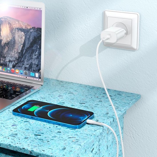 HOCO N22 ΦΟΡΤΙΣΤΗΣ JETTA PD25W 1 ΘΥΡΑ ΜΕ ΚΑΛΩΔΙΟ PD ΣΕ LIGHTNING