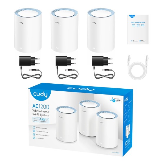 CUDY M1200 AC1200 DUAL BAND WIFI MESH SYSTEM 3 PACK