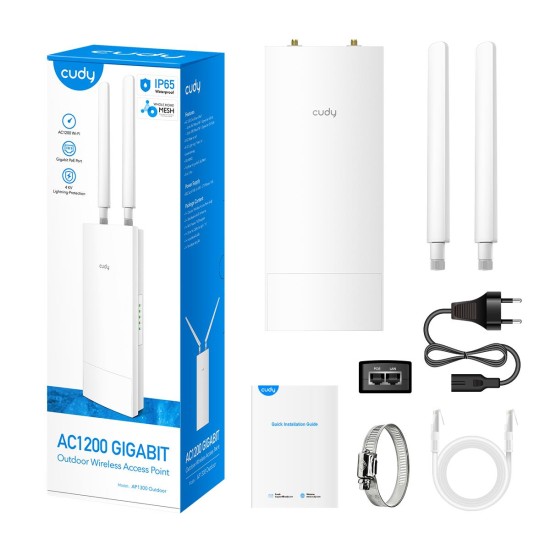 CUDY AP1300 OUTDOOR AC1200 WI-FI A/P ROUTER MIMO MESH POE