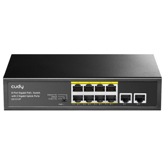 CUDY GS1010P 8 PORT + 2 UPLINK GIGABIT POE+ SWITCH 120W