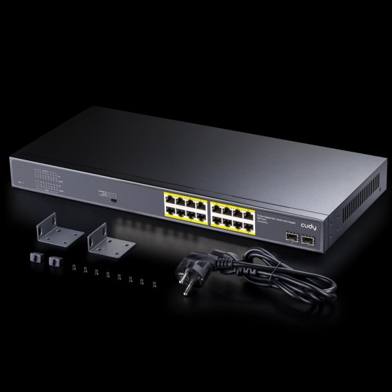 CUDY GS1020PS2 16 PORT + 2 GIGABIT SFP POE+ SWITCH 200W