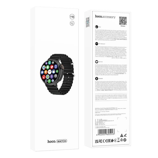 HOCO Y18 SMART SPORTS WATCH(CALL VERSION) ΜΑΥΡΟ