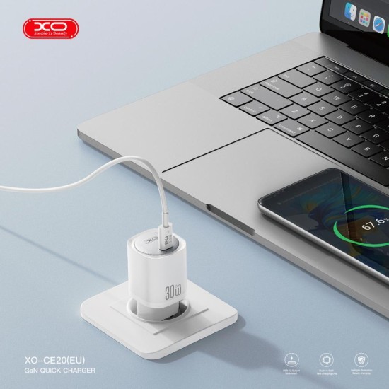 XO CE20 ΦΟΡΤΙΣΤΗΣ 30W GAN 1 ΘΥΡΑ PD ΛΕΥΚΟΣ