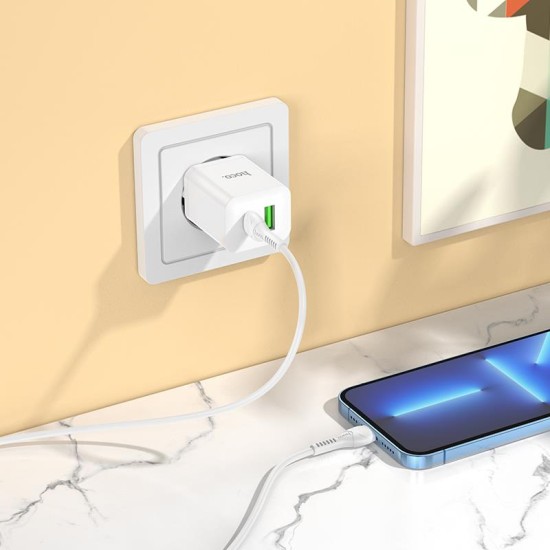 HOCO N28 FOUNDER ΦΟΡΤΙΣΤΗΣ PD20W+QC3.0 ΜΕ ΚΑΛΩΔΙΟ PD ΣΕ LIGHTNING 2 ΘΥΡΕΣ