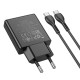 HOCO N38 DELGADO ΦΟΡΤΙΣΤΗΣ PD20W ΜΕ ΚΑΛΩΔΙΟ PD ΣΕ TYPE-C 2 ΘΥΡΕΣ ΜΑΥΡΟΣ