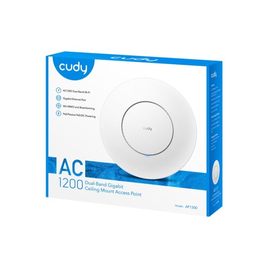 CUDY AP1300 AC1200 DUAL BAND GIGABIT ACCESS POINT ΟΡΟΦΗΣ ΜΕ POE INJECTOR