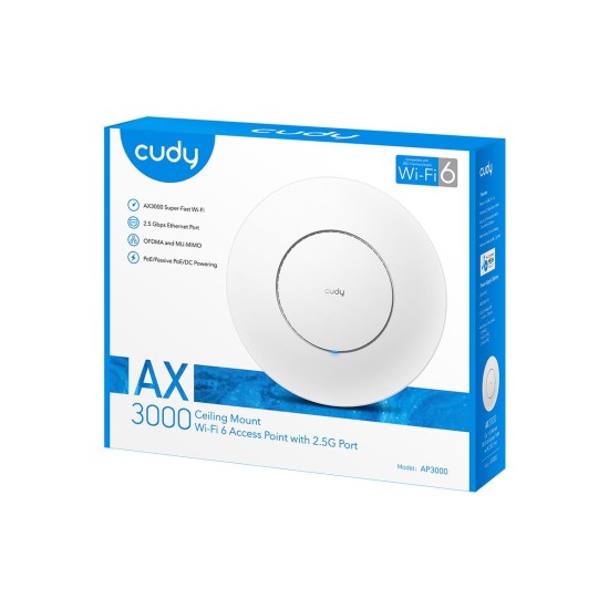 CUDY AP3000 AX3000 DUAL BAND ACCESS POINT ΟΡΟΦΗΣ MU-MIMO POE