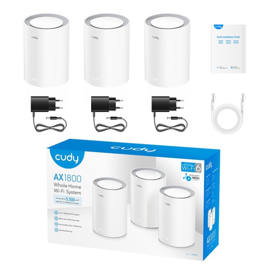 CUDY M1800 AX1800 Wi-Fi 6 MESH 3 PACK DUAL BAND MU-MIMO