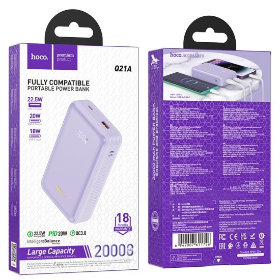 HOCO Q21A GREAT FULLY COMPATIBLE POWER BANK 20.000mAh 22.5W ΜΕ ΟΘΟΝΗ ΜΩΒ