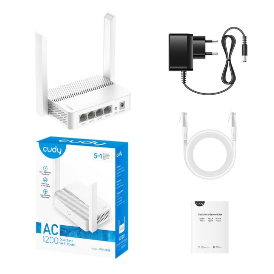 CUDY WR1200E AC1200 GIGABIT WI-FI ROUTER MU-MIMO BEAMFORMING