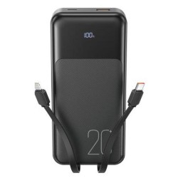 XO PR249 POWERBANK PD 20W + QC 22.5W ΜΕ ΕΝΣΩΜΑΤΩΜΕΝΟ ΚΑΛΩΔΙΟ TYPE-C ΚΑΙ LIGHTNING  ΟΘΟΝΗ 20000mAh  ΜΑΥΡΟ