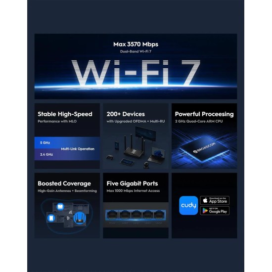 CUDY WR3600 BE3600 GIGABIT Wi-Fi 7 MESH ROUTER