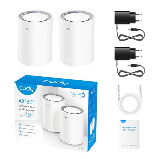 CUDY M3000 AX3000 2.5G Wi-Fi 6 MESH 2 PACK DUAL BAND MU-MIMO