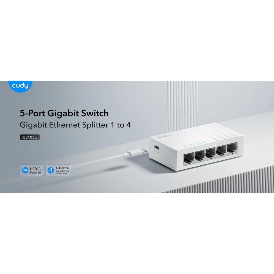 CUDY 5-PORT GIGABIT SPLITTER WITH USB C