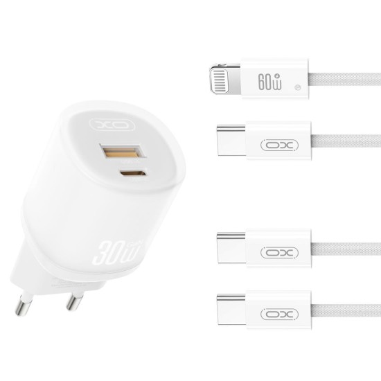 XO L151 ΦΟΡΤΙΣΤΗΣ 30W 1 ΘΥΡΑ USB-A 1 ΘΥΡΑ TYPE-C ΛΕΥΚΟΣ