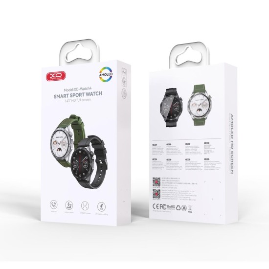 XO WATCH4 SMART WATCH AMOLED ΚΛΗΣΗ ΜΑΥΡΟ