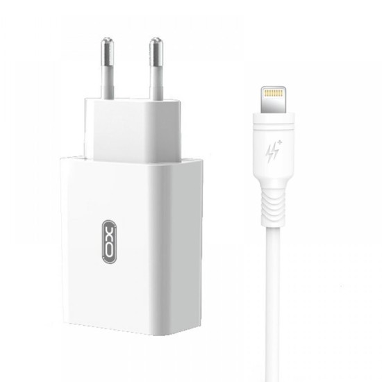 XO L36 ΦΟΡΤΙΣΤΗΣ QC3.0 1 ΘΥΡΑ ΚΑΛΩΔΙΟ LIGHTNING ΛΕΥΚΟ