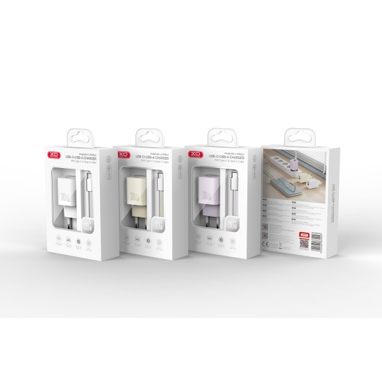 XO L149 ΦΟΡΤΙΣΤΗΣ PD30W 1 ΘΥΡΑ USB-A 1 ΘΥΡΑ TYPE-C ΜΕ ΚΑΛΩΔΙΟ LIGHTNING ΛΕΥΚΟΣ