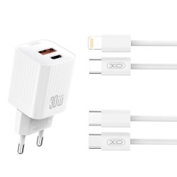 XO L149 ΦΟΡΤΙΣΤΗΣ PD30W 1 ΘΥΡΑ USB-A 1 ΘΥΡΑ TYPE-C ΜΕ ΚΑΛΩΔΙΟ TYPE-C ΛΕΥΚΟΣ