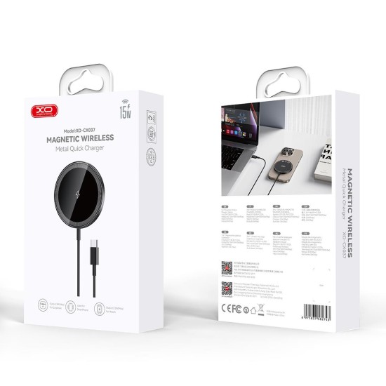 XO CX037 IPHONE MAGNETIC METAL ΑΣΥΡΜΑΤΟΣ ΦΟΡΤΙΣΤΗΣ 15W 3-IN-1 ΜΑΥΡΟΣ