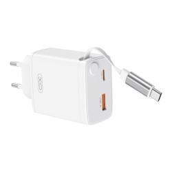 XO CE31 ΦΟΡΤΙΣΤΗΣ 30W GAN ME ΑΝΑΣΥΡΟΜΕΝΟ ΚΑΛΩΔΙΟ 1 ΘΥΡΑ USB 1 ΘΥΡΑ TYPE-C ΚΑΛΩΔΙΟ TYPE-C