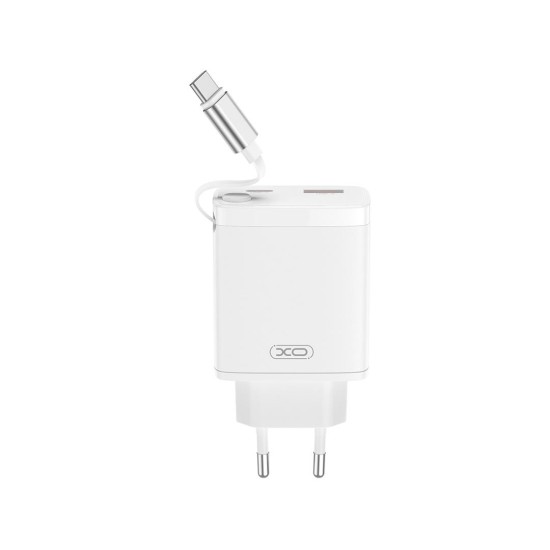 XO CE31 ΦΟΡΤΙΣΤΗΣ 30W GAN ME ΑΝΑΣΥΡΟΜΕΝΟ ΚΑΛΩΔΙΟ 1 ΘΥΡΑ USB 1 ΘΥΡΑ TYPE-C ΚΑΛΩΔΙΟ TYPE-C