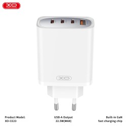 XO CE23 ΦΟΡΤΙΣΤΗΣ 65W GAN NITRIDE 3 ΘΥΡΕΣ TYPE-C 1 ΘΥΡΑ USB ΛΕΥΚΟΣ