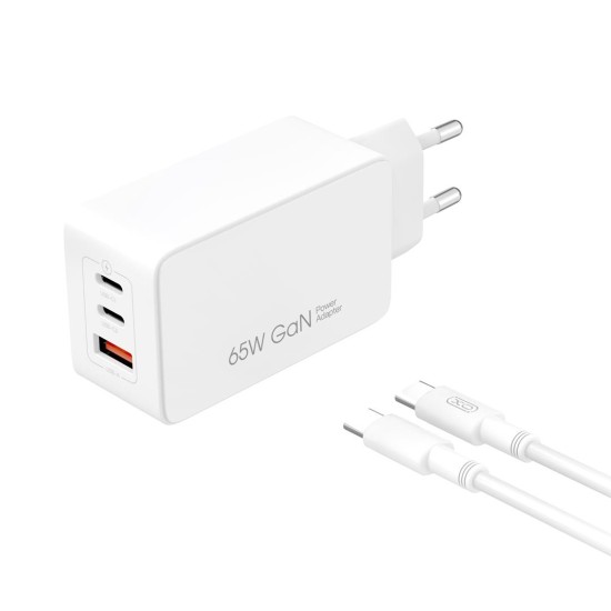 XO CE13 ΦΟΡΤΙΣΤΗΣ 65W GAN ΜΕ ΚΑΛΩΔΙΟ PD ΣΕ TYPE-C ΛΕΥΚΟ