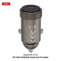 XO CC70 MINI METAL ΦΟΡΤΙΣΤΗΣ ΑΥΤΟΚΙΝΗΤΟΥ PD30W 1 ΘΥΡΑ PD ΜΑΥΡΟΣ