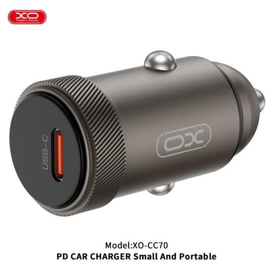 XO CC70 MINI METAL ΦΟΡΤΙΣΤΗΣ ΑΥΤΟΚΙΝΗΤΟΥ PD30W 1 ΘΥΡΑ PD ΜΑΥΡΟΣ