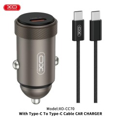 XO CC70 MINI METAL ΦΟΡΤΙΣΤΗΣ ΑΥΤΟΚΙΝΗΤΟΥ PD30W 1 ΘΥΡΑ PD  ΜΕ ΚΑΛΩΔΙΟ PD ΣΕ TYPE-C ΜΑΥΡΟΣ