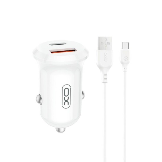 XO CC69 MINI SMART ΦΟΡΤΙΣΤΗΣ ΑΥΤΟΚΙΝΗΤΟΥ 30W 1 ΘΥΡΑ PD 1 ΘΥΡΑ USB ΜΕ ΚΑΛΩΔΙΟ TYPE-C ΛΕΥΚΟΣ