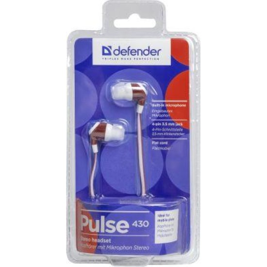 DEFENDER EARPHONES PULSE 430 WHITE & RED