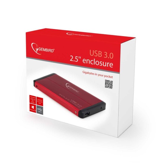 GEMBIRD ΘΗΚΗ ΓΙΑ HDD 2.5 USB 3.0 ΚΟΚΚΙΝΗ