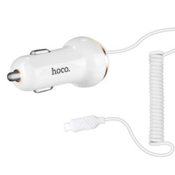 HOCO Z14 SINGLE PORT WITH LIGHTNING CABLE CAR CHARGER ΛΕΥΚΟ