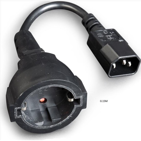CABLEXPERT ΜΕΤΑΤΡΟΠΕΑΣ C14 ΑΡΣΕΝΙΚΟ ΣΕ SCHUKO ΘΥΛΗΚΟ ΜΑΥΡΟ  0.15m